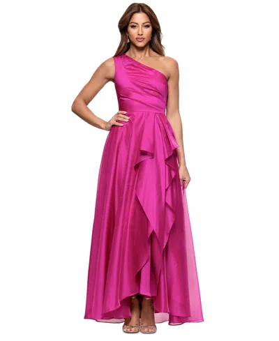 Xscape Women's Metallic Draped One-shoulder Gown In Purple