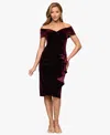 Xscape Women's Off Shoulder Neck Dress In Burgundy