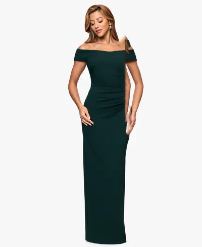Xscape Women's Off The Shoulder Back Slit Dress In Green