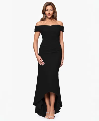 Xscape Women's Off The Shoulder High Low Dress In Black
