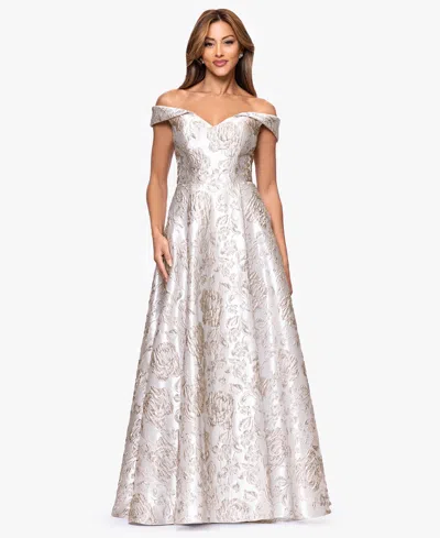 Xscape Women's Off-the-shoulder Long Ball Gown In Metallic