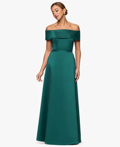 Xscape Women's Off-the-shoulder Long Dress In Green