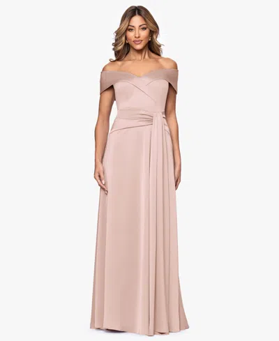 Xscape Women's Off-the-shoulder Long Party Dress In Neutral
