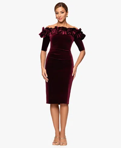 Xscape Women's Off The Shoulder Ruffle Dress In Red