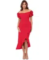 Xscape Womens Off-the-shoulder Hi-low Cocktail And Party Dress In Red