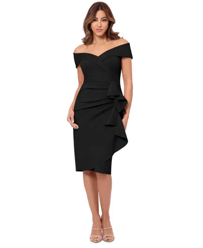 Xscape Women's Off-the-shoulder Sweetheart Ruffle Dress In Black
