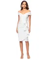 Xscape Women's Off-the-shoulder Sweetheart Ruffle Dress In Ivory