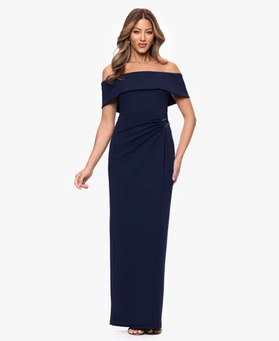 Xscape Women's Off-the-shoulder Gown In Blue