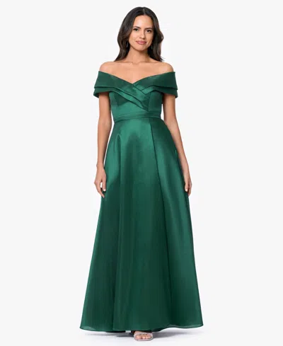 Xscape Women's Off-the-shoulder Sweetheart Neck Ball Gown In Green