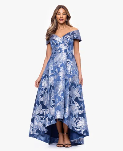 Xscape Womens Off The Shoulder V Neck Gown In Multi