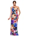 Xscape Women's One-shoulder Floral Chiffon Dress In Navy Multi