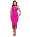 Xscape Women's One-shoulder Ruched Midi Dress In Pink
