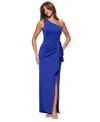 Xscape Women's One-shoulder Ruffled Long Fit & Flare Dress