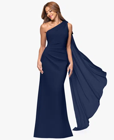 Xscape Women's One-shoulder Maxi Dress In Blue
