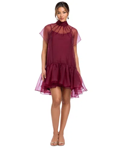 Xscape Women's Organza Mock Neck Shift Dress In Red