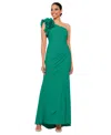 Xscape Ruffle One-shoulder Scuba Crepe Gown In Green