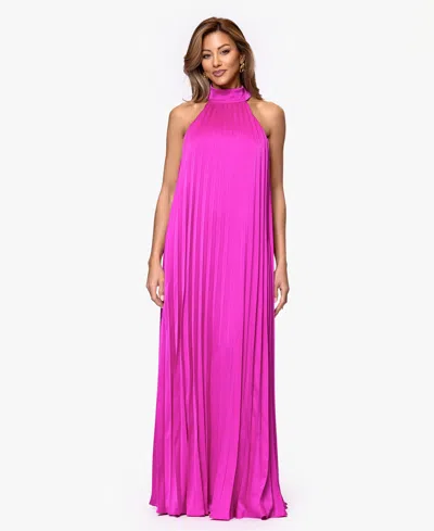 Xscape Women's Pleat Detail Ball Gown Dress In Pink