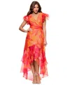 Xscape Petite Flutter-sleeve High-low Dress
