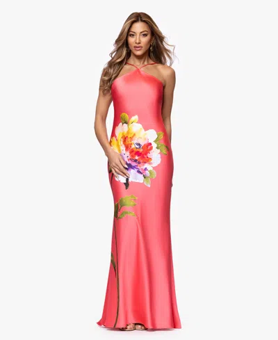 Xscape Women's Printed Halter Neck Maxi Dress In Red