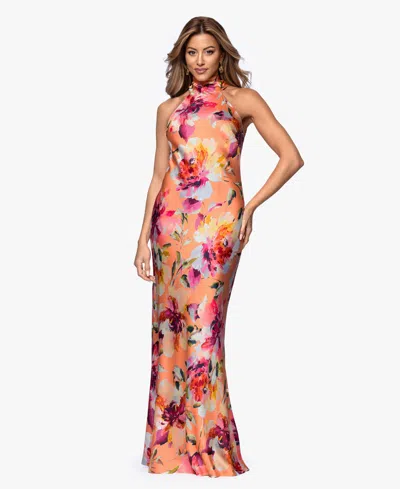 Xscape Women's Printed High Neck Maxi Dress In Multi