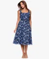 Xscape Women's Printed Square-neck Sleeveless Dress In Blue