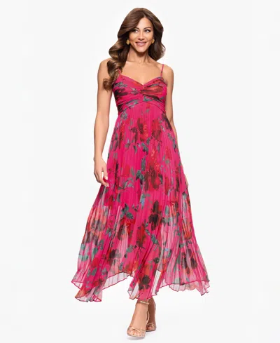Xscape Women's Printed Sweetheart Spaghetti-strap Dress
