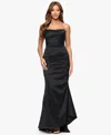 Xscape Women's Ruched Long Strapless Dress In Black
