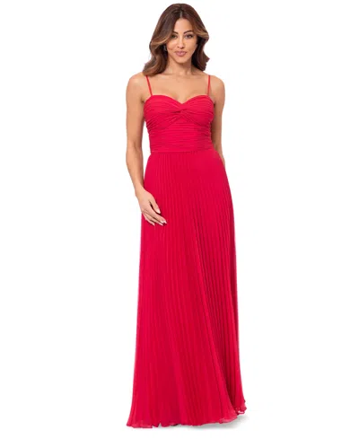 Xscape Women's Ruched Pleated Gown In Watermelon