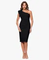 Xscape Women's Ruched Ruffled One-shoulder Dress In Black