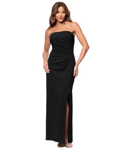 Xscape Women's Ruched Strapless Gown In Black
