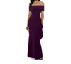 Xscape Petite Off-the-shoulder Ruffled Gown In Purple