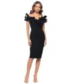 Xscape Women's Ruffled Off-the-shoulder Scuba Crepe Dress In Black