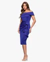 Xscape Women's Ruffled Off-the-shoulder Sheath Dress In Blue