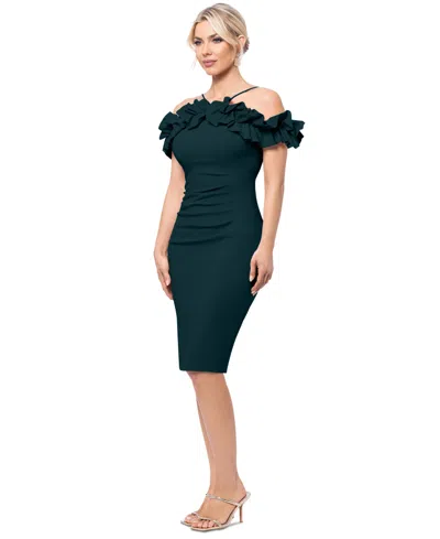 Xscape Womens Off-the-shoulder Knee-length Cocktail And Party Dress In Black