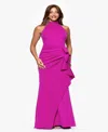 Xscape Women's Ruffled Sleeveless Scuba Fit & Flare Dress In Pink