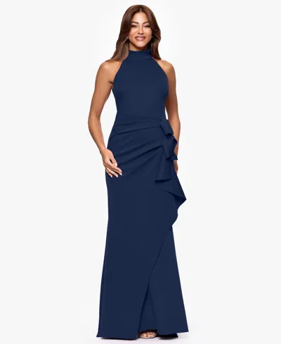 Xscape Women's Ruffled Sleeveless Scuba Fit & Flare Dress