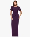 Xscape Women's Scuba Crepe Boat-neck Long Sheath Dress In Purple