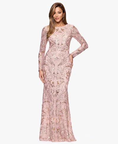 Xscape Women's Sequinned Embroidered Evening Gown In Pink