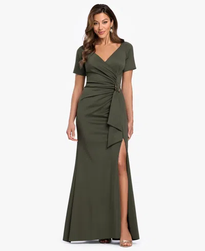 Xscape Women's Short-sleeve V-neck Ball Gown In Green