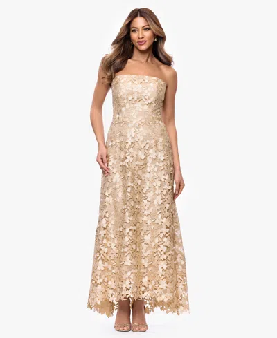 Xscape Women's Sleeveless Strapless Gown In Gold