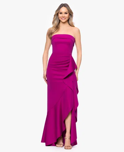 Xscape Women's Sleeveless Strapless Gown In Purple