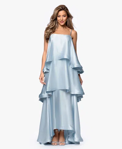 Xscape Women's Square Neck Tiered Maxi Dress In Blue