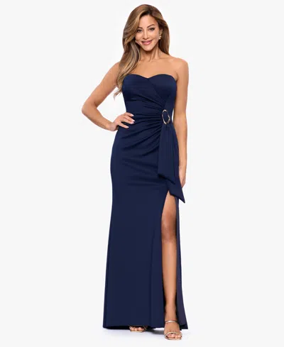 Xscape Women's Strapless Ball Gown In Blue