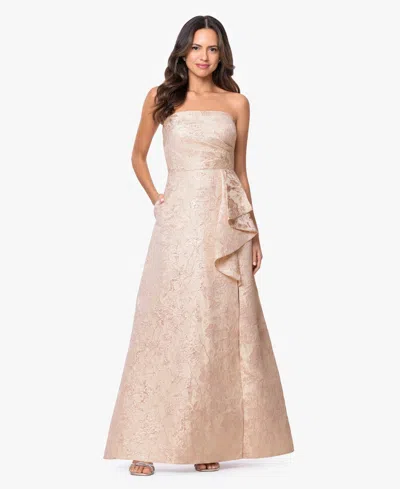 Xscape Women's Strapless Brocade Gown In Neutral