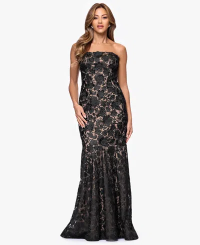 Xscape Women's Strapless Long Dress In Black