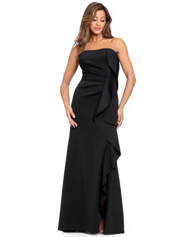 Xscape Women's Strapless Scuba Wedding-guest Gown In Black