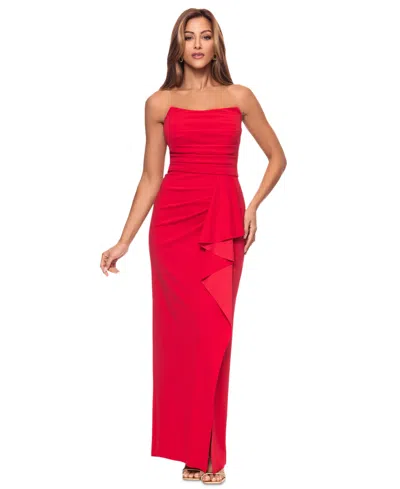 Xscape Women's Strapless Side-drape Scuba Crepe Gown In Red