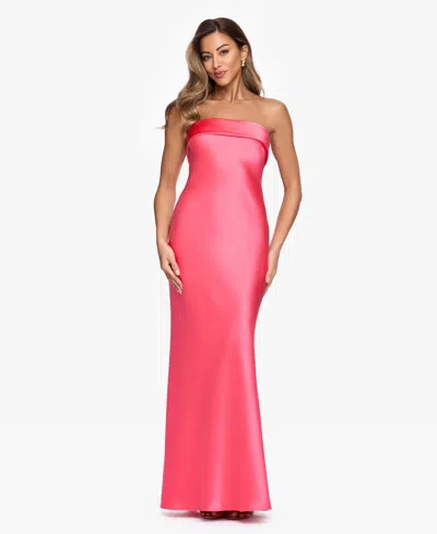 Xscape Women's Strapless Sleeveless Polyester Gown In Orange