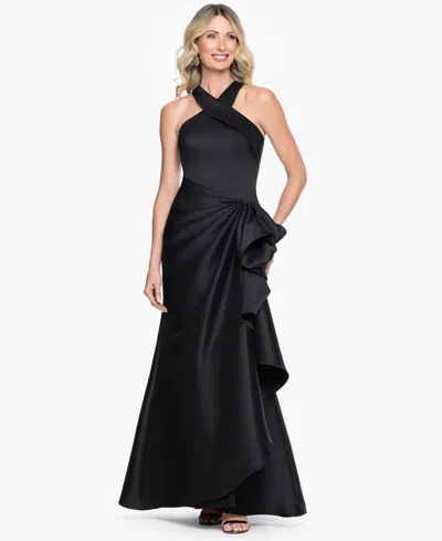 Xscape Women's Stretch Mikado Halter Neck Ball Gown In Black