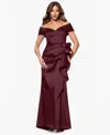 Xscape Women's Taffeta Off-the-shoulder Sweetheart Gown In Burgundy